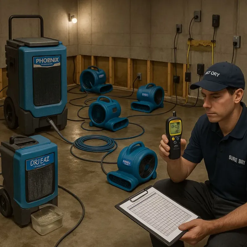 Structural Drying and Dehumidification process in Fort Bragg, NC